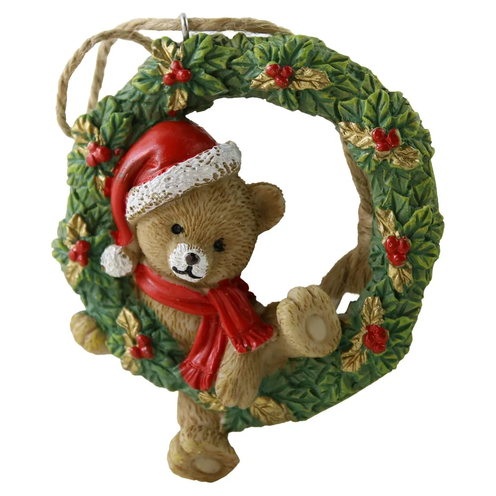 Ornament pentru brad Coronita cu ursulet din rasina 8 cm