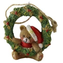Ornament pentru brad Coronita cu ursulet din rasina 8 cm