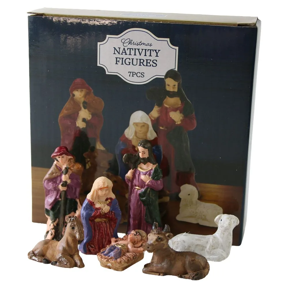 Set 7 figurine din rasina pentru scena Nasterii Domnului 4?6.5 cm Set 7 figurine din rasina pentru scena Nasterii Domnului 4?6.5 cm