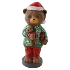 Figurina de Craciun Ursulet cu jucarie din rasina 9x22 cm