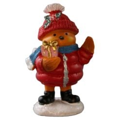 Figurina de Craciun Pasare cu caciula 12 cm