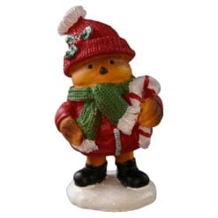 Figurina de Craciun Pasare cu caciula 12 cm