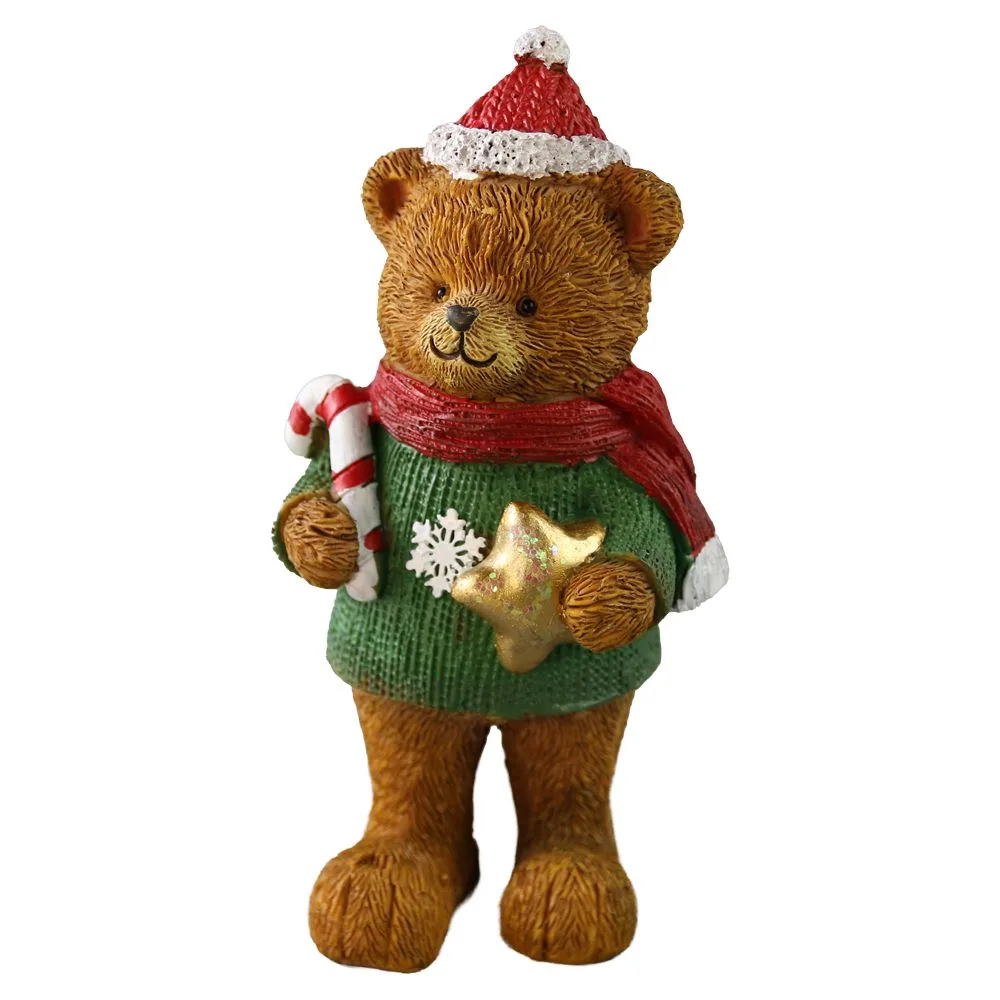 Figurina de Craciun ursulet din rasina 15 cm