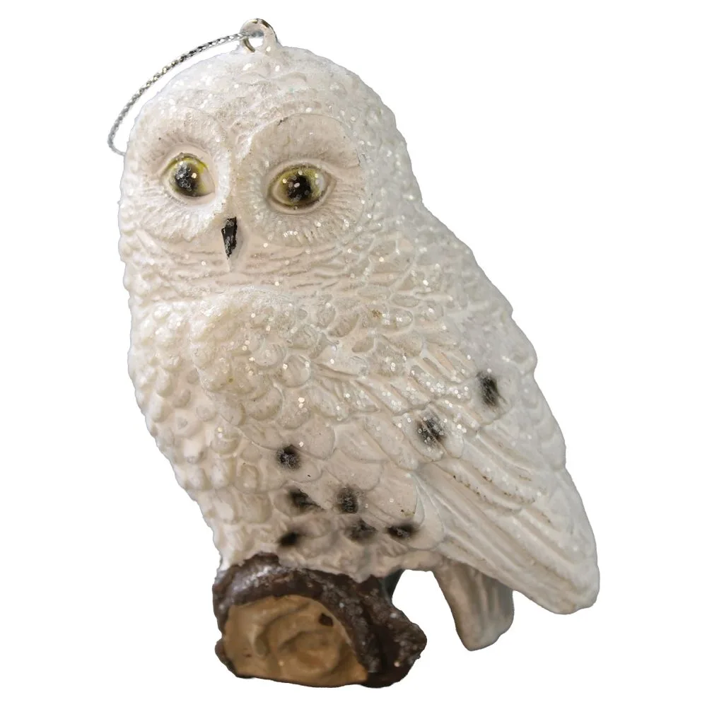 Figurina decorativa Bufnita cu sclipici din rasina 10 cm