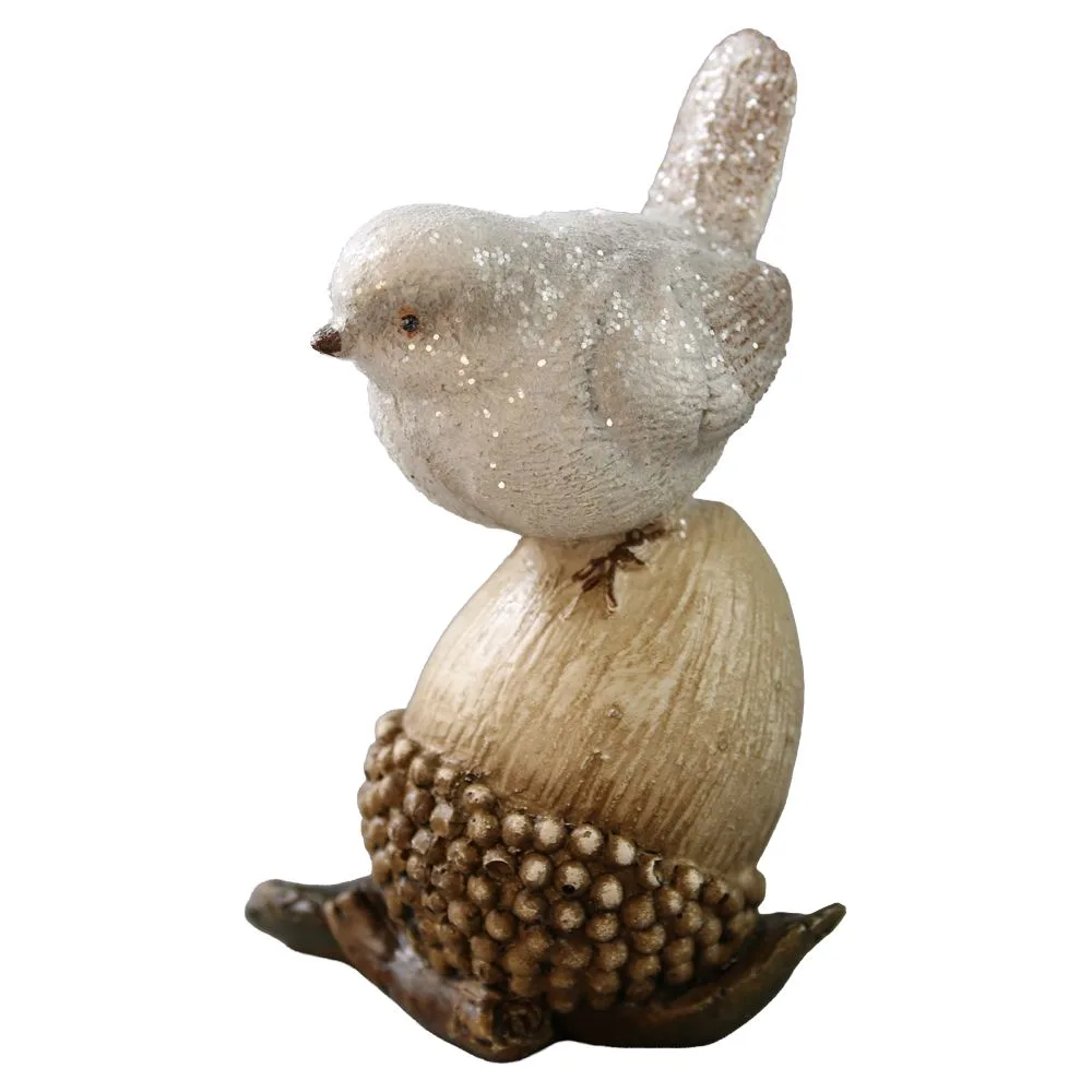 Figurina decorativa Pasare cu sclipici din rasina 10 cm