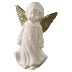 Figurina ingeras din ceramica cu aripi aurii 9x14 cm