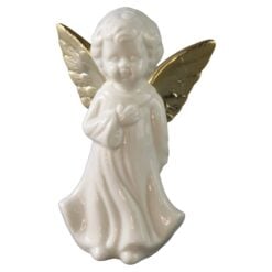Figurina ingeras din ceramica cu aripi aurii 9x14 cm