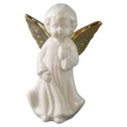 Figurina ingeras din ceramica cu aripi aurii 9x14 cm
