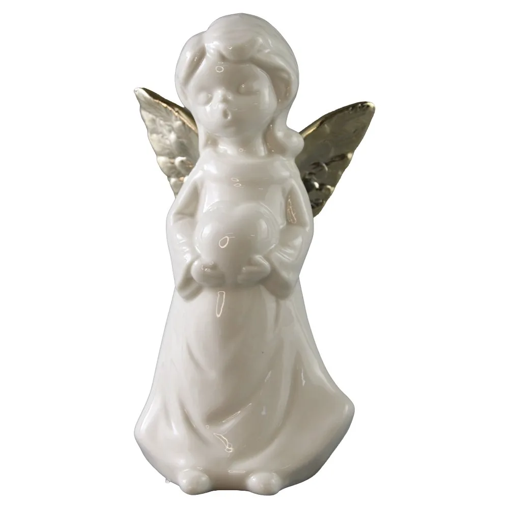 Figurina ingeras din ceramica cu inimioara 17 cm
