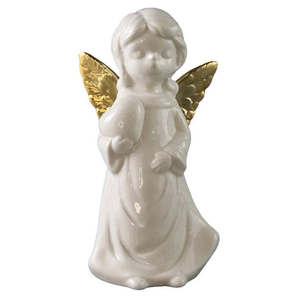 Figurina ingeras din ceramica cu inimioara 17 cm