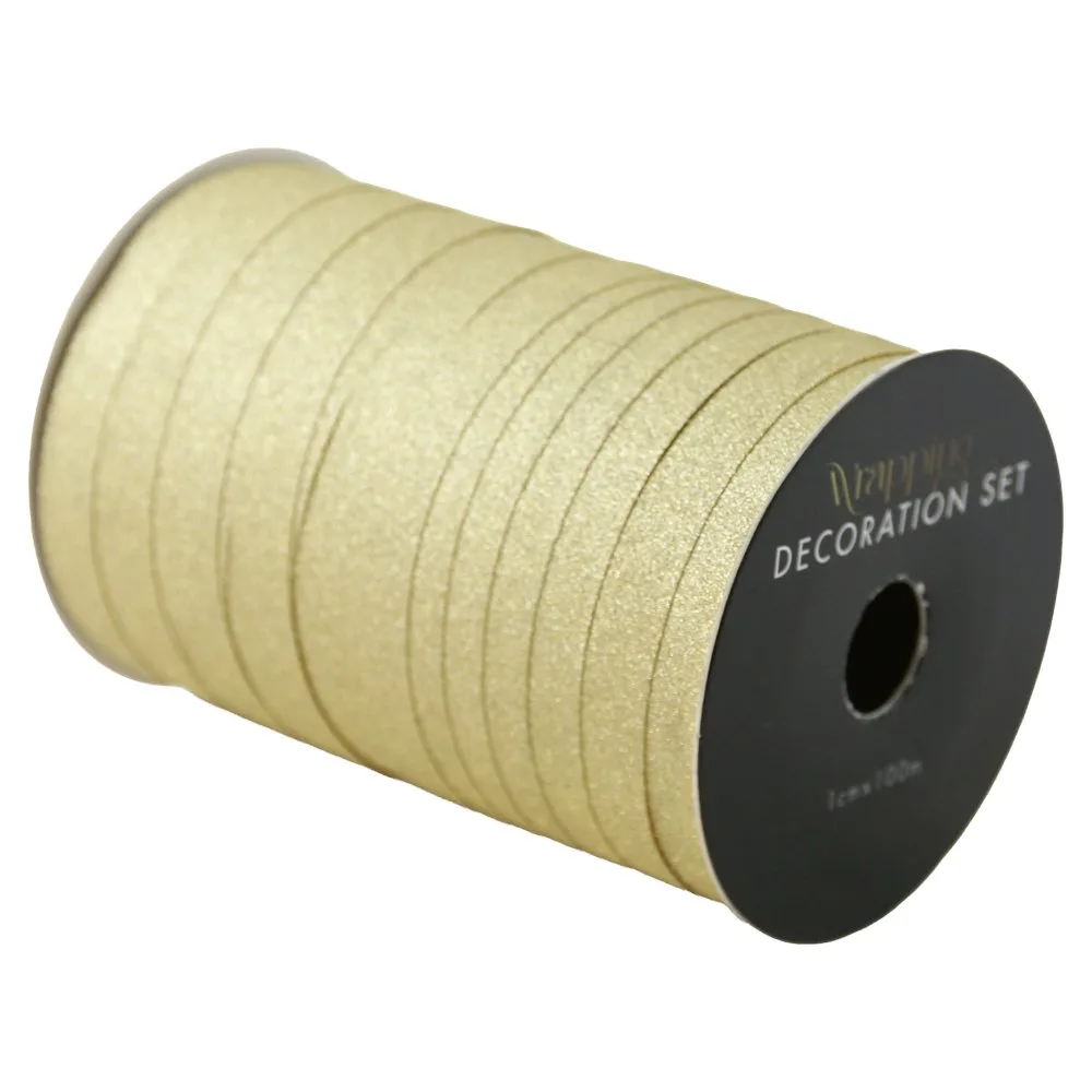 Rola panglica aurie din plastic cu glitter 1 cm x 100 m
