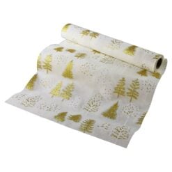 Napron decorativ de Craciun cu sclipici aurii 28x250 cm