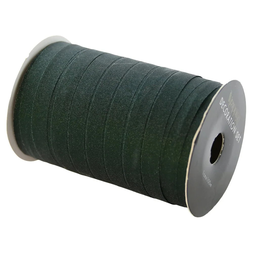 Rola panglica verde din plastic cu glitter 1 cm x 100 m