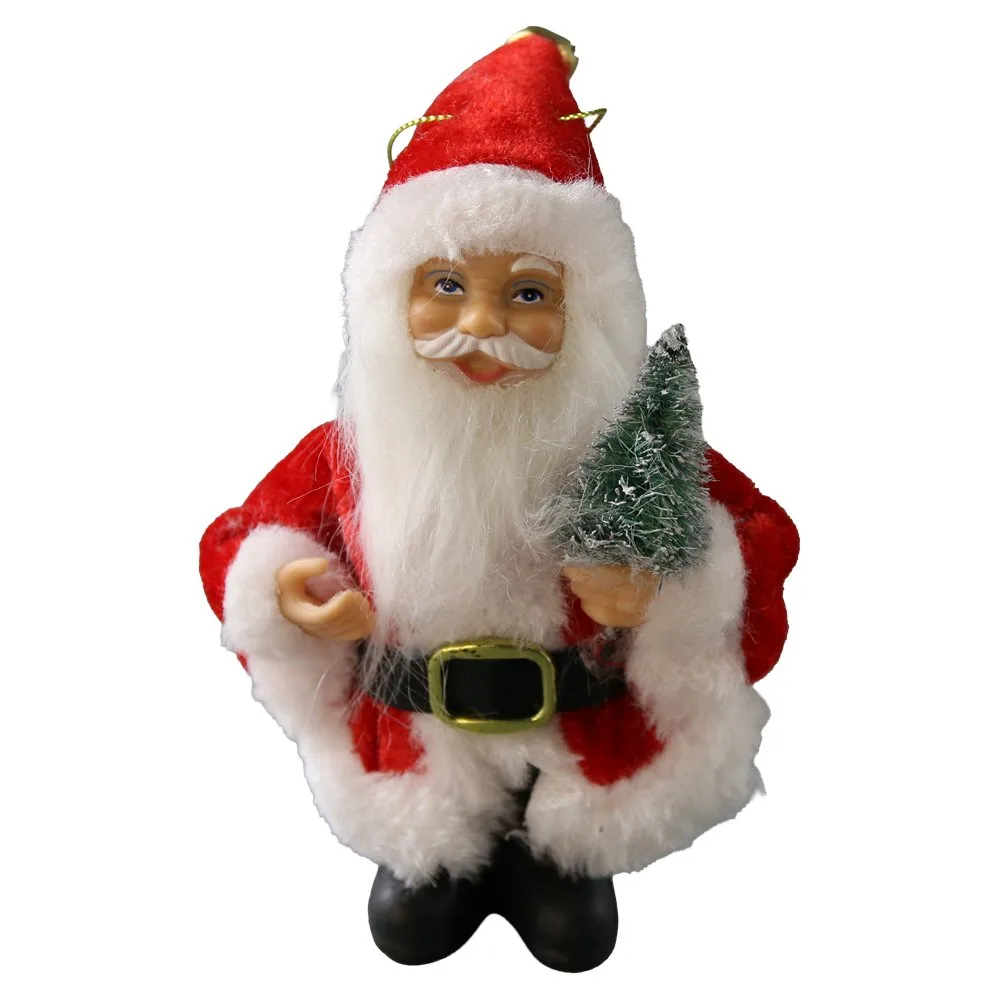 Figurina Mos Craciun cu haina rosie si agatatoare 15 cm Figurina Mos Craciun cu haina rosie si agatatoare 15 cm