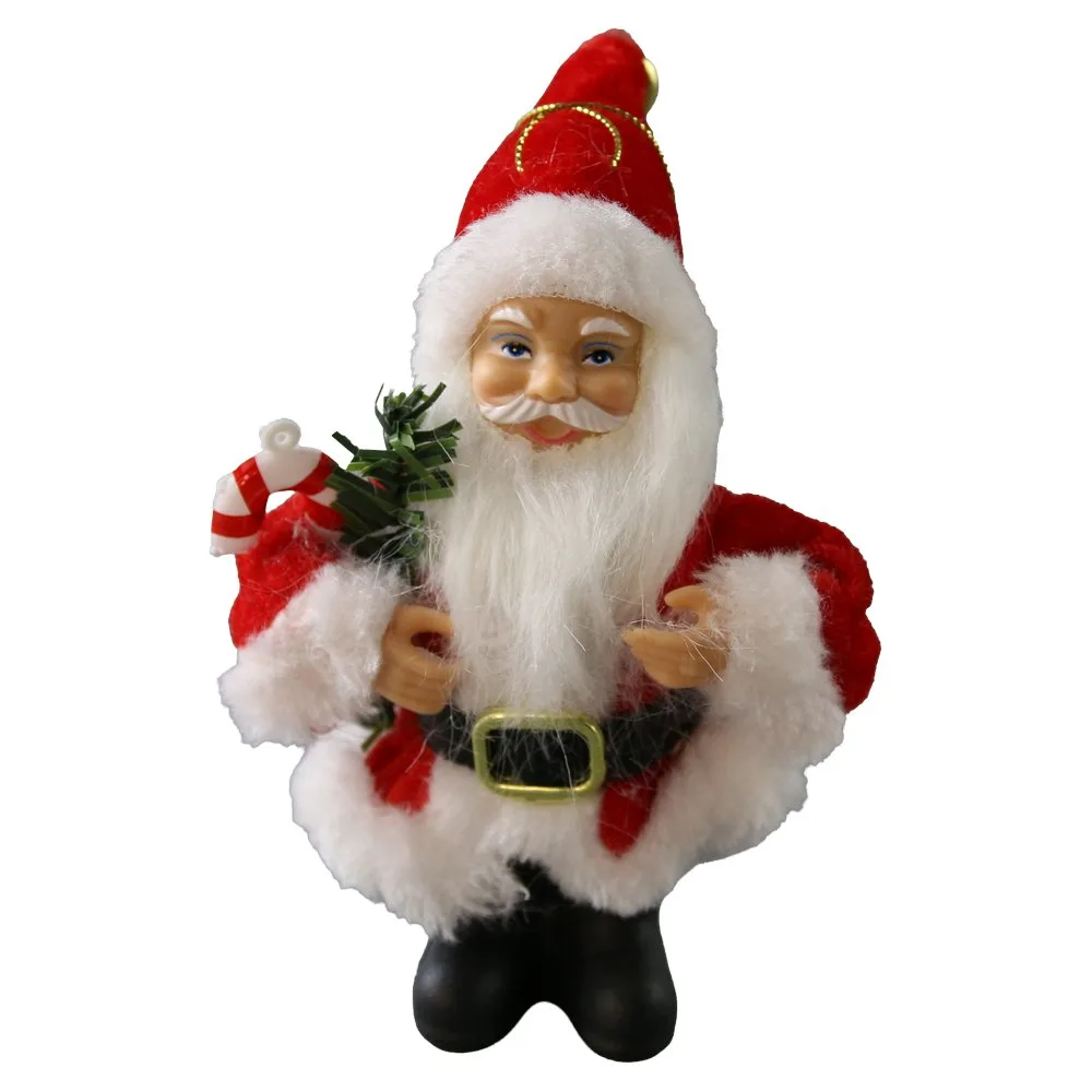 Figurina Mos Craciun cu haina rosie si agatatoare 15 cm Figurina Mos Craciun cu haina rosie si agatatoare 15 cm