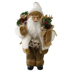 Figurina Mos Craciun cu sac si schi 30 cm