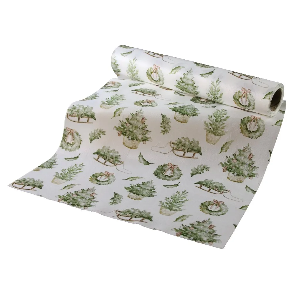 Napron decorativ de Craciun cu brazi 28x200 cm