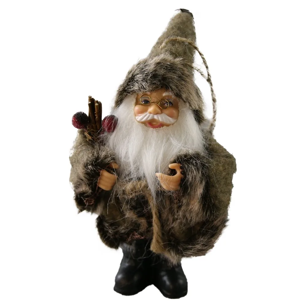 Figurina Mos Craciun rustic cu haina si agatatoare 15 cm Figurina Mos Craciun rustic cu haina si agatatoare 15 cm