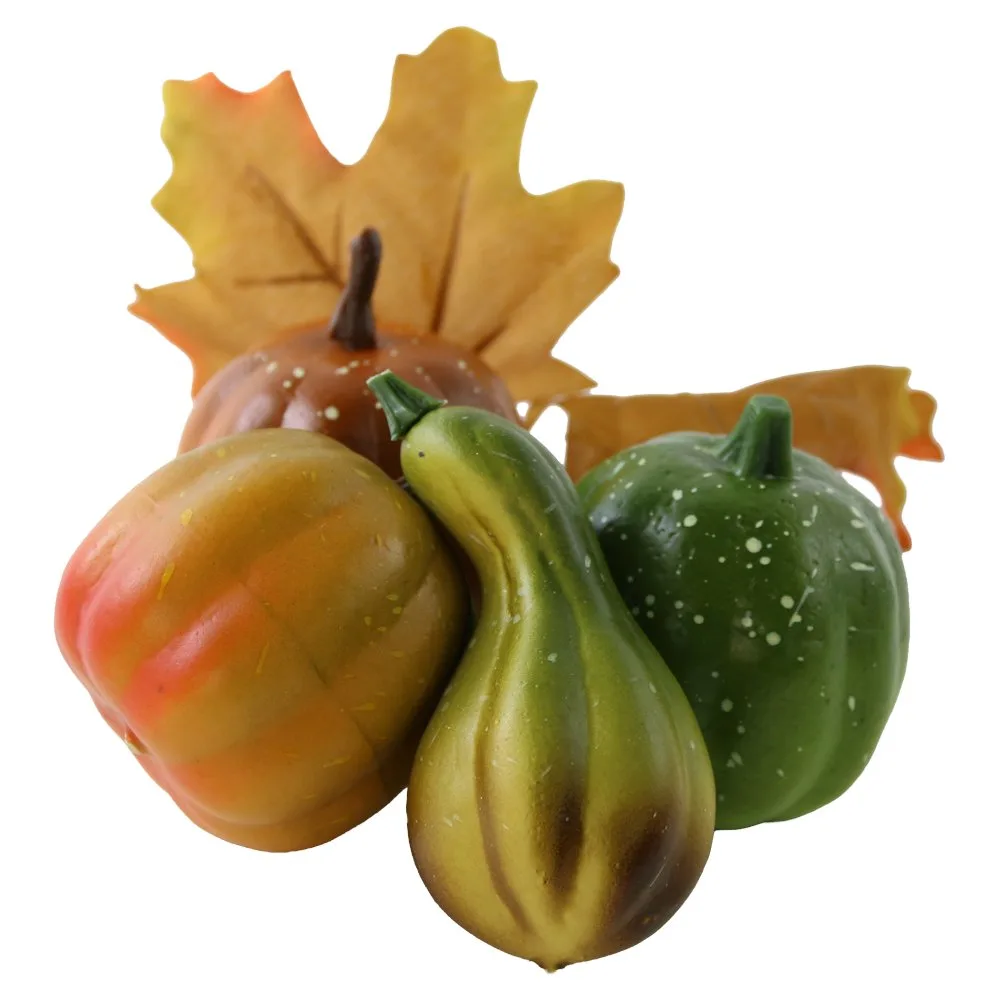 Set 4 dovlecei decorativi cu frunze 6/7 cm