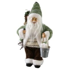 Figurina Mos Craciun rustic cu sac 30 cm