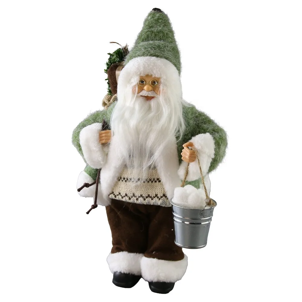 Figurina Mos Craciun rustic cu sac 30 cm