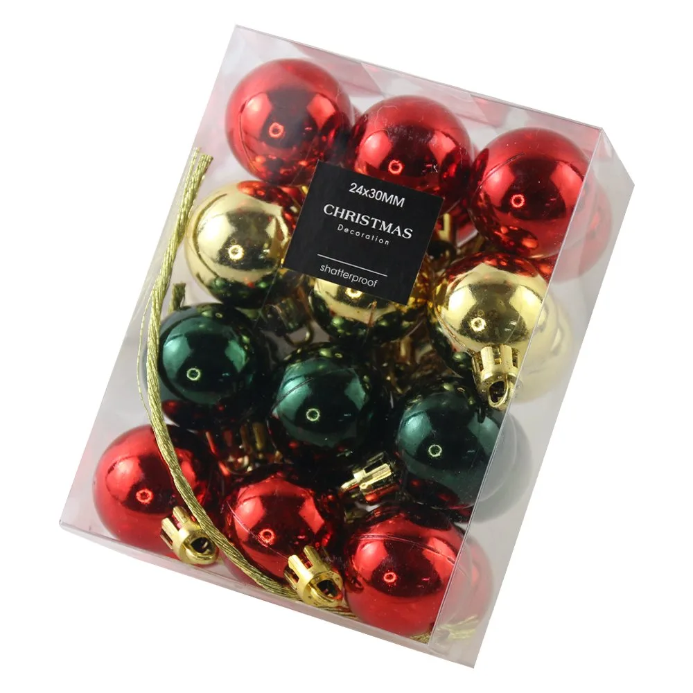 Set 24 globuri pentru brad din plastic 3 cm Set 24 globuri pentru brad din plastic 3 cm