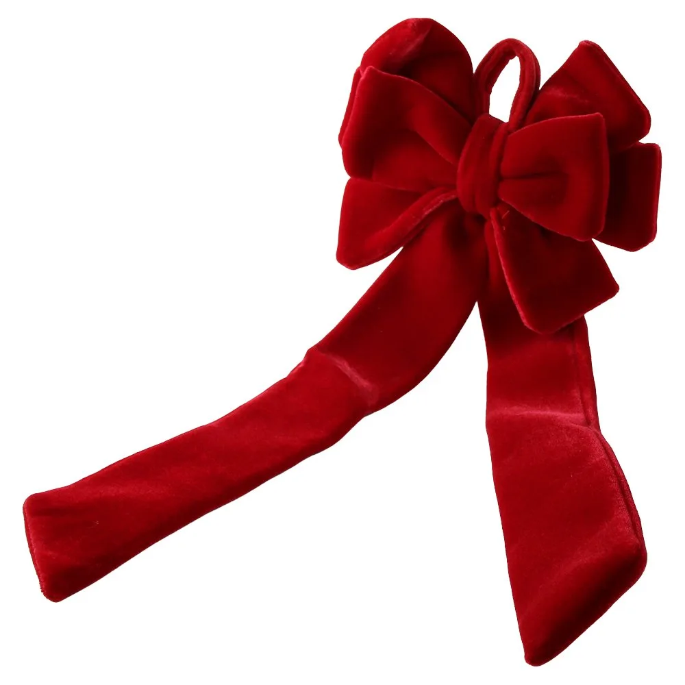Ornament Fundita de Craciun din catifea rosie 20x49 cm