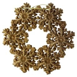 Ornament de brad Coronita din fulgi de nea cu sclipici auriu 12.5 cm