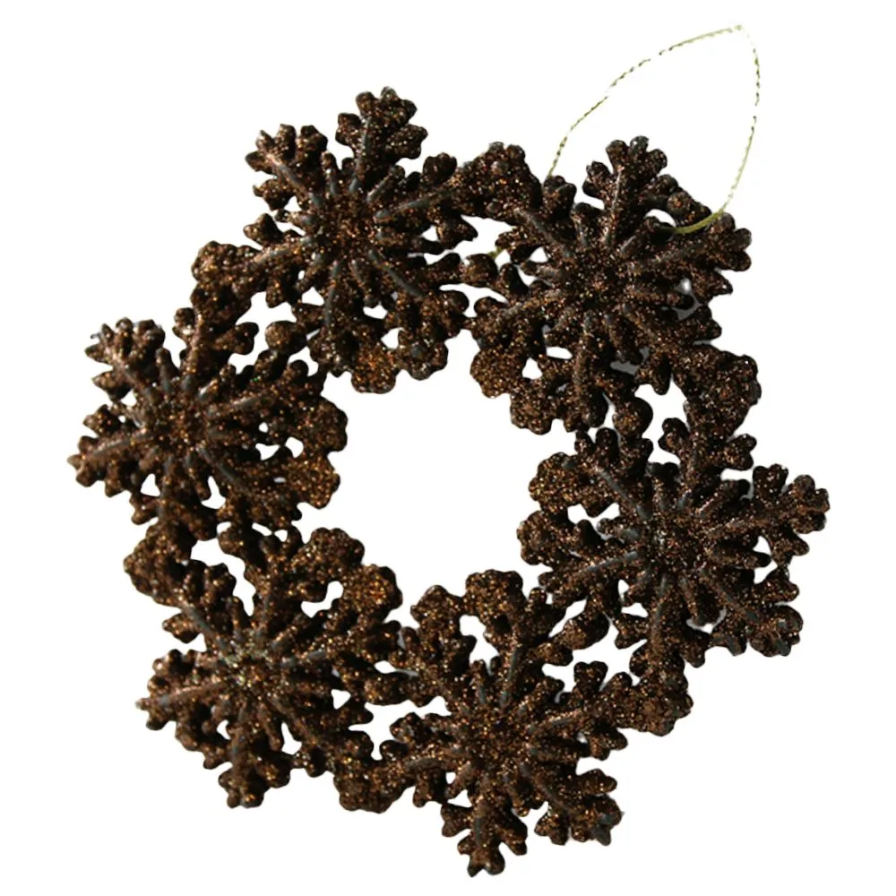 Ornament de brad Coronita din fulgi de nea cu sclipici auriu 12.5 cm