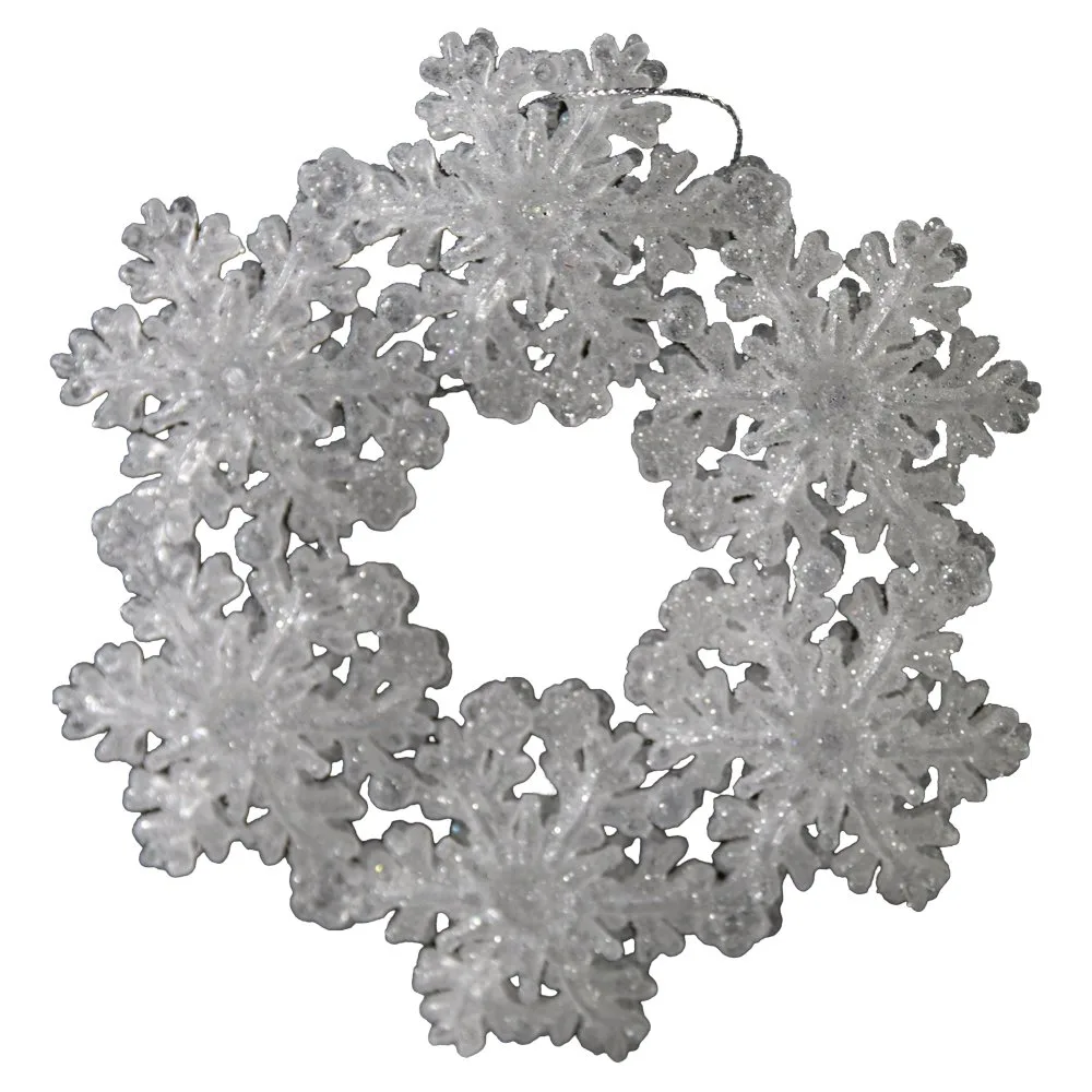 Ornament de brad Coronita din fulgi de nea cu sclipici 12.5 cm
