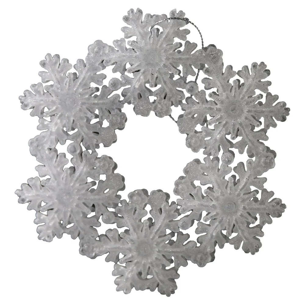 Ornament de brad Coronita din fulgi de nea cu sclipici 12.5 cm