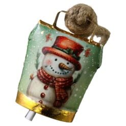 Clopotel vintage de Craciun din metal cu motive festive 8x11 cm