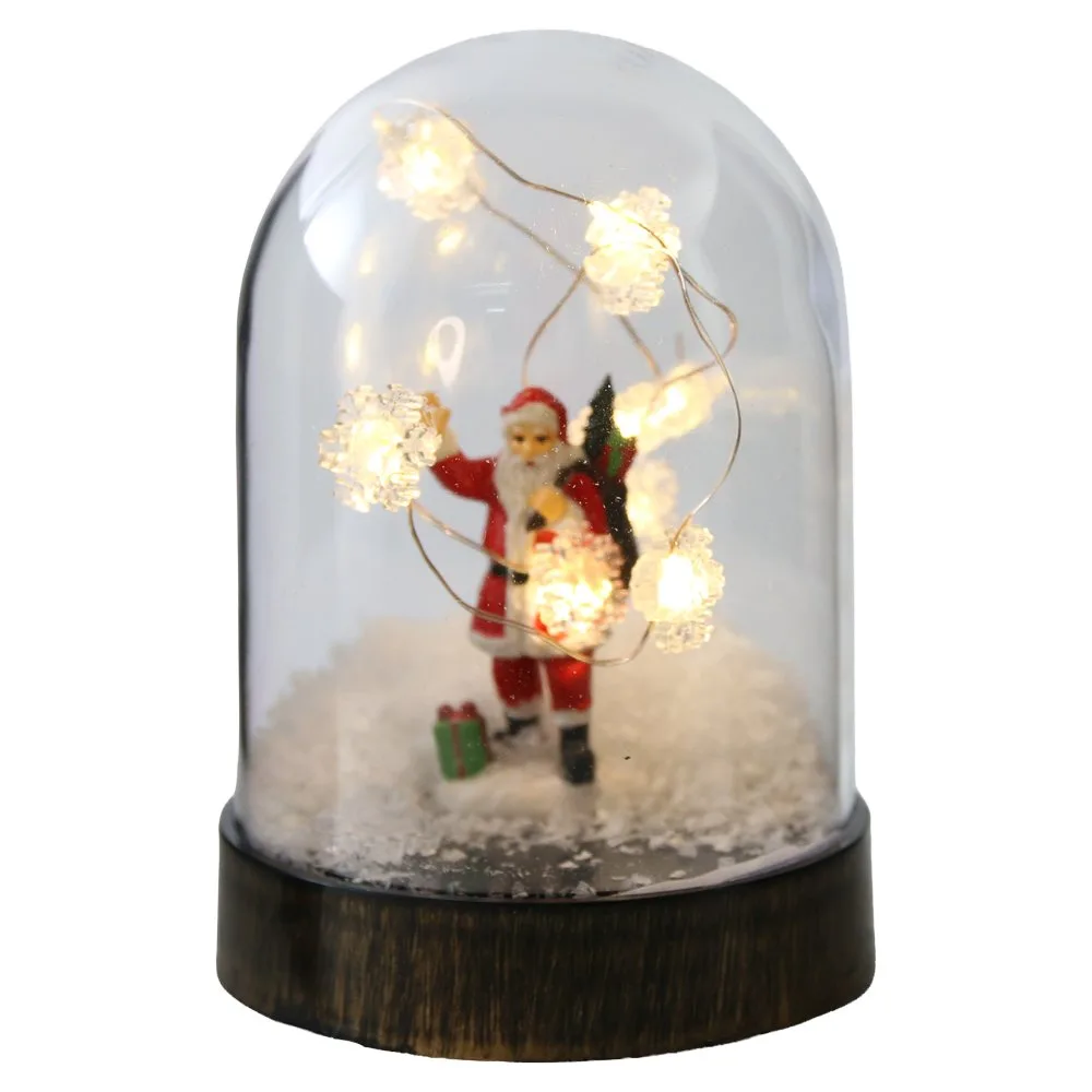 Glob de zapada cu figurina de Craciun si LED 8x11 cm