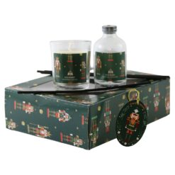 Set cadou parfumat de Craciun Nutcracker difuzor cu betisoare si lumanare parfumata