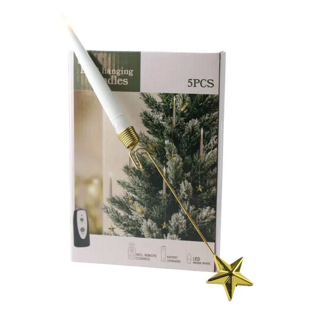 Set 5 lumanari LED suspendate pentru brad