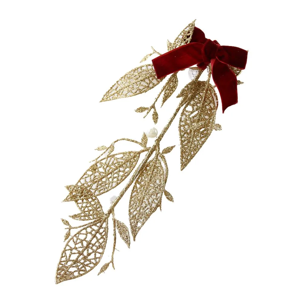Ornament de brad Frunza cu sclipici si margele 25 cm Ornament de brad Frunza cu sclipici si margele 25 cm