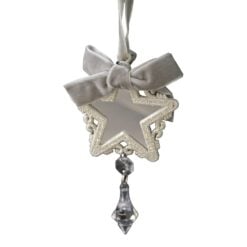 Ornament de brad cu fundita si franjuri 8x25 cm