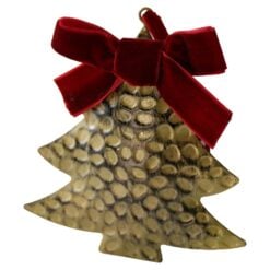 Ornament de brad din metal cu fundita 10 cm