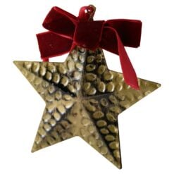 Ornament de brad din metal cu fundita 10 cm