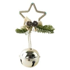 Ornament de Craciun cu stea/brad si glob zurgalai 10x28 cm