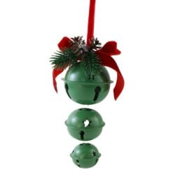 Ornament de Craciun cu 3 globuri zurgalai si conuri de brad 7x16 cm