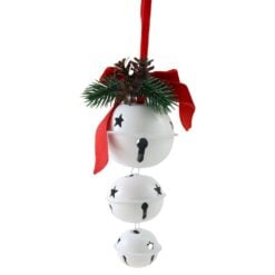 Ornament de Craciun cu 3 globuri zurgalai si conuri de brad 7x16 cm