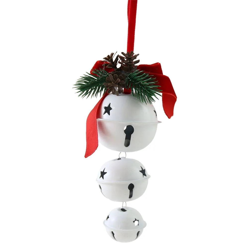 Ornament de Craciun cu 3 globuri zurgalai si conuri de brad 7x16 cm