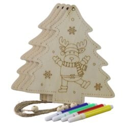 Set creativ DIY de Craciun cu 4 ornamente de lemn