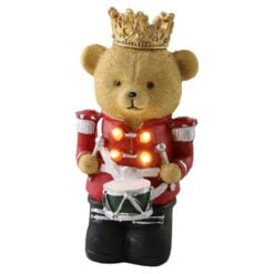 Figurina de Craciun Ursulet spargator de nuci cu LED 15 cm