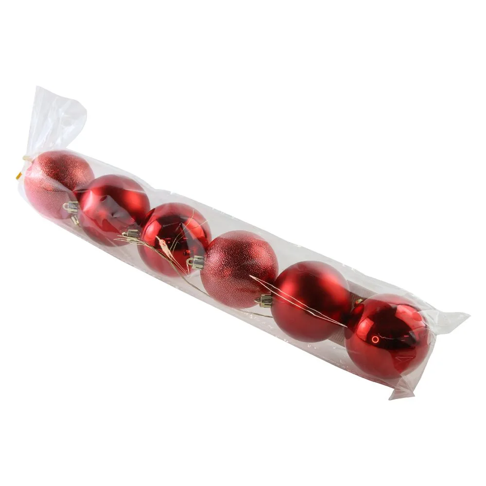 Set 6 globuri rosii pentru brad