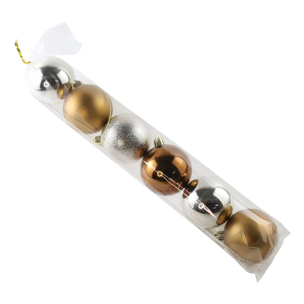 Set 6 globuri pentru brad din plastic 7 cm