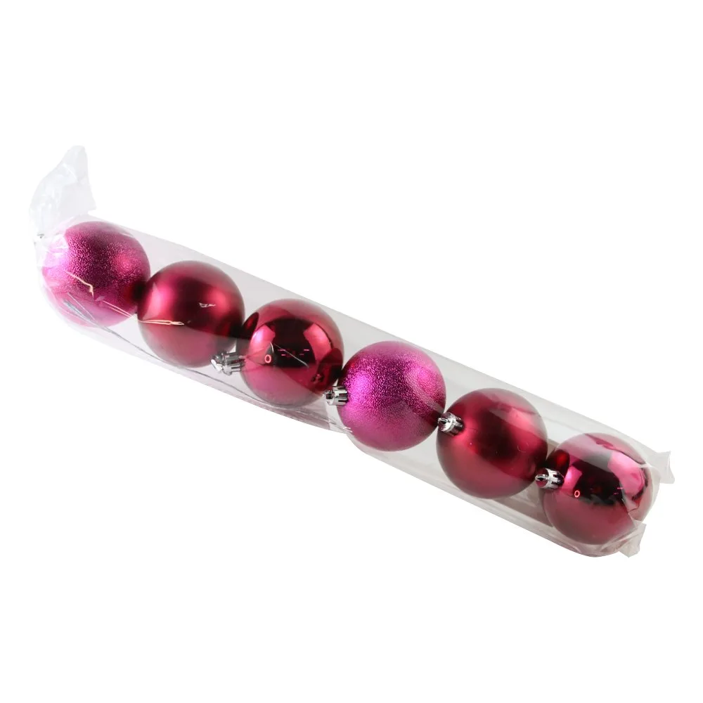 Set 6 globuri pentru brad de Craciun din plastic Set 6 globuri pentru brad de Craciun din plastic