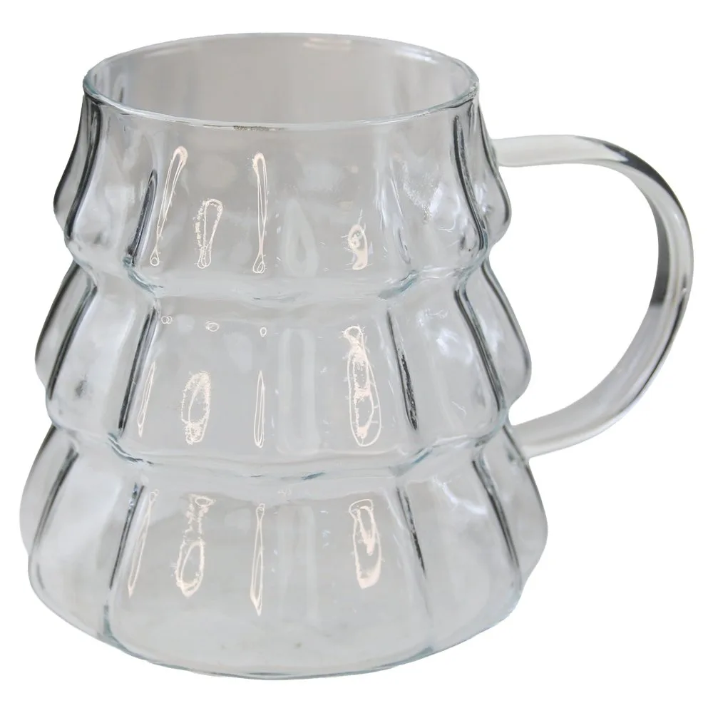 Cana din sticla in forma de brad 370 ml