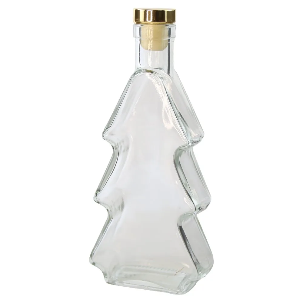 Sticla eleganta in forma de brad cu dop argintiu/auriu 280 ml